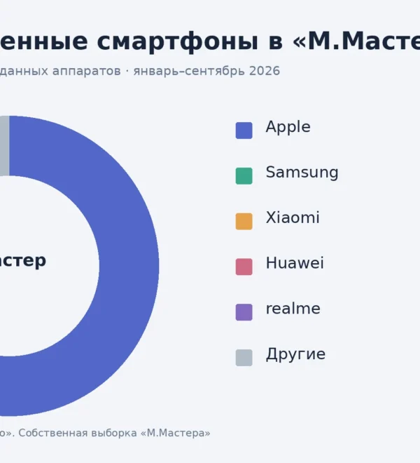 Доли брендов в продажах восстановленных смартфонов в «М.Мастере»