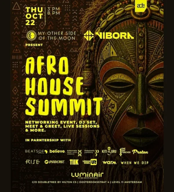 Афиша Afro House Summit 2026 с датой 22 октября и площадкой LuminAir в Амстердаме