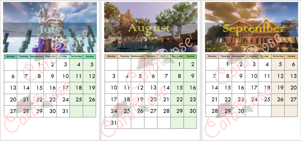 Printable Calendar 2020 by CaraRose - 3