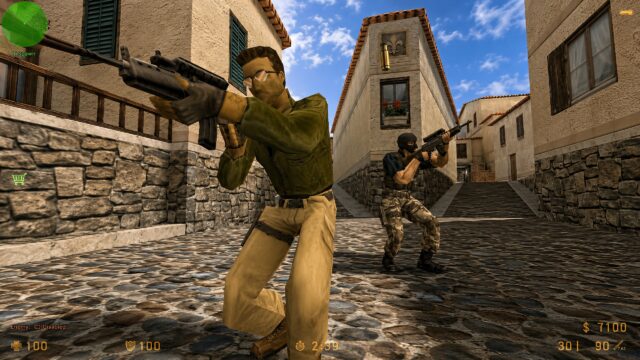 Counter-Strike 1.6: перестрелка на узкой мощёной улице