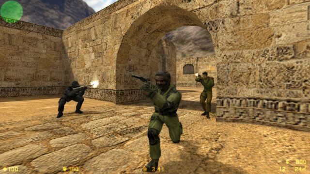 Counter-Strike 1.6: перестрелка у каменной арки