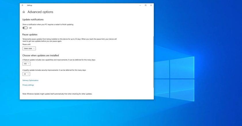 Отложить установку обновлений в Windows 10 теперь сложнее