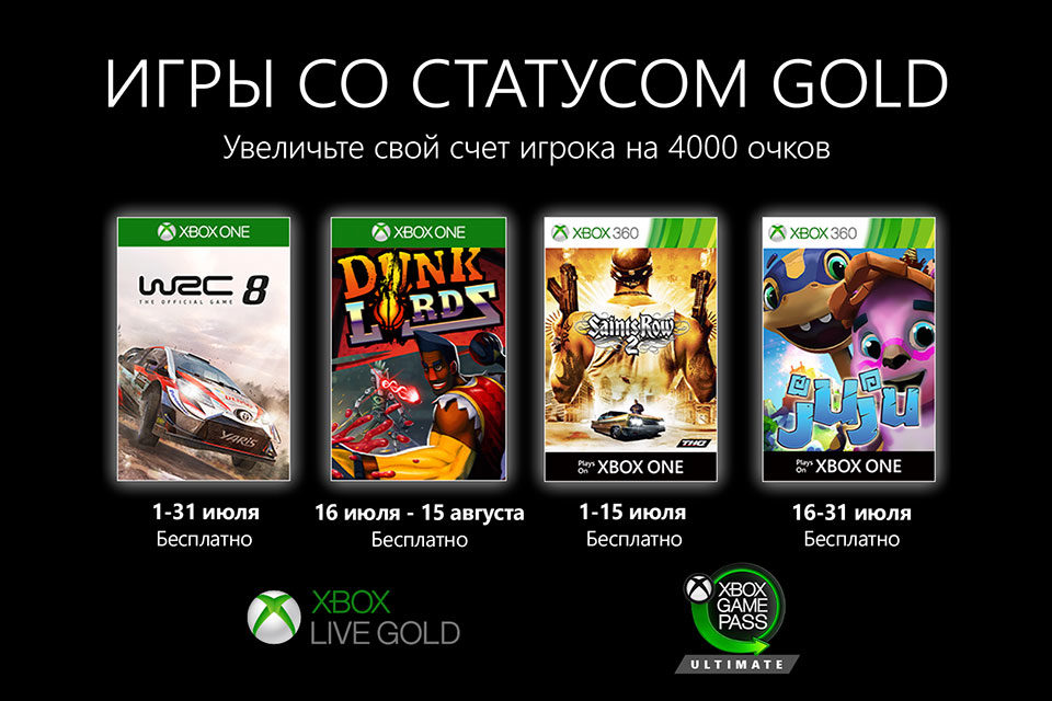 Игры Games with Gold за июль 2020 года