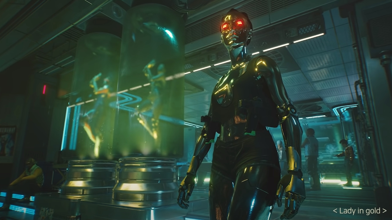 Новые скриншоты из Cyberpunk 2077: золотой киборг и японский рынок
