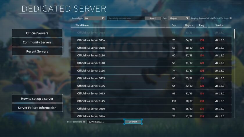 Connecting to Palworld server