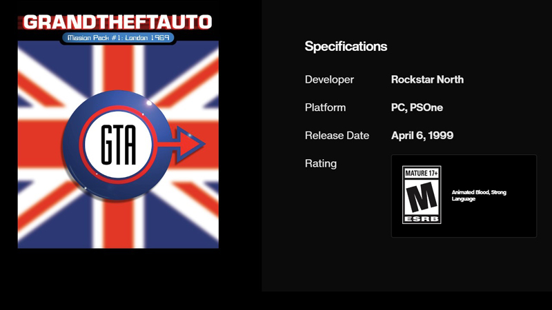 На своём официальном сайте Rockstar Games почему-то указывает совершенно неверную дату релиза GTA: London 1969. Страницы со следующим дополнением там вообще нет.