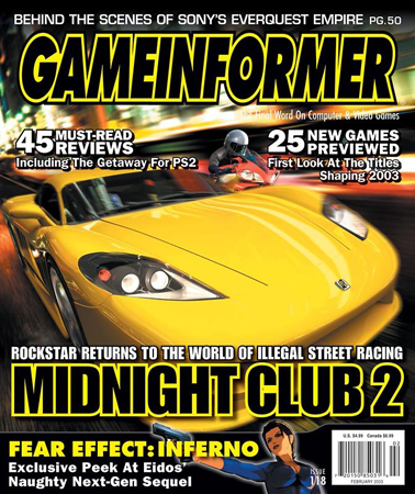 Midnight Club 2. Обложка выпуска Game Informer 118 за февраль 2003 года.