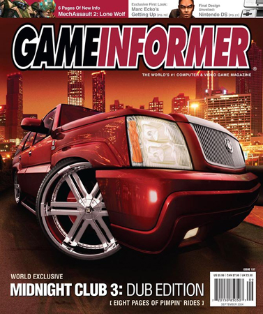 Midnight Club 3: Dub Edition. Обложка выпуска Game Informer 137 за сентябрь 2004 года.