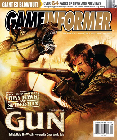 Gun, которая понравится всем фанатам Red Dead. Обложка выпуска Game Informer 147 за июль 2005 года.