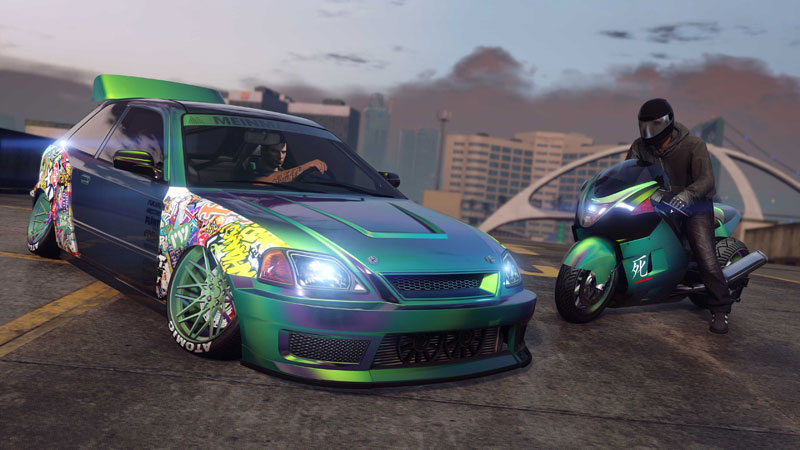 Краски-хамелеон «Бирюзово-фиолетовая переливчатая» для транспорта и «Зелёно-фиолетовая переливчатая» для колёс.