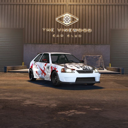 Dinka Blista Kanjo в ливрее Street Samurai в автоклубе Вайнвуда.