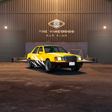 Benefactor Vorschlaghammer в уникальной ливрее White Thunderbolt в автомобильном клубе Вайнвуд.