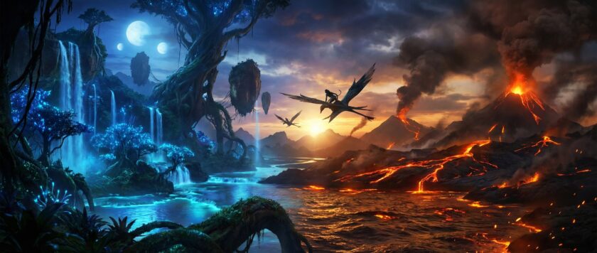 Контрастный фэнтезийный пейзаж