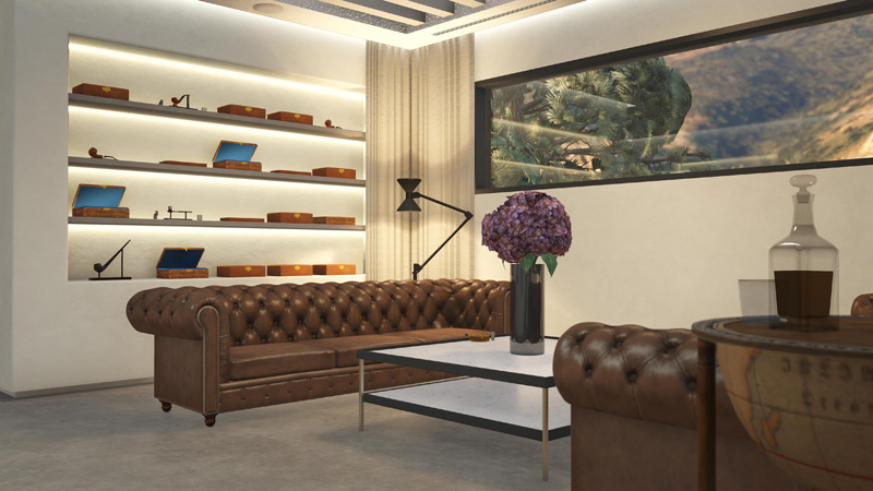 Сигарная комната с бар-глобусом