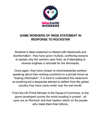 Конфликт Rockstar Games и профсоюза IWGB: взаимные претензии и участие премьер-министра Конфликт Rockstar Games и профсоюза IWGB: взаимные претензии и участие премьер-министра