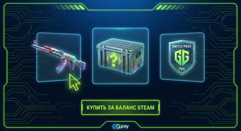 Интерфейс покупки скинов оружия, кейсов и боевых пропусков за баланс кошелька Steam