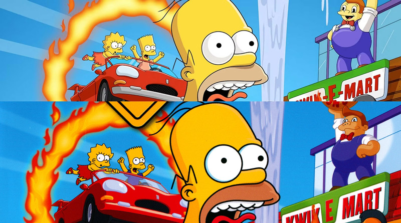 Сравнение классической и обновленной иллюстрации Simpsons Hit & Run