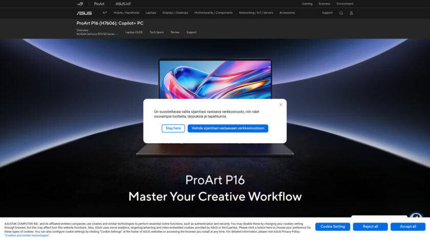 В М.Видео и Эльдорадо начались продажи ИИ-ноутбуков ASUS ProArt PX13 и P16