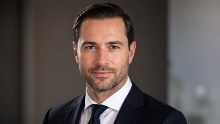 Деловой портрет мужчины, созданный с помощью нейрофотосессии