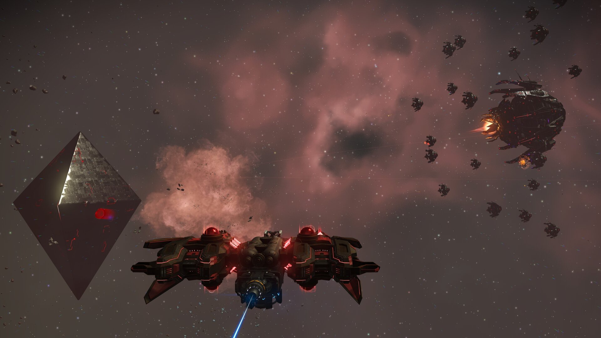 Space battle against drone swarms