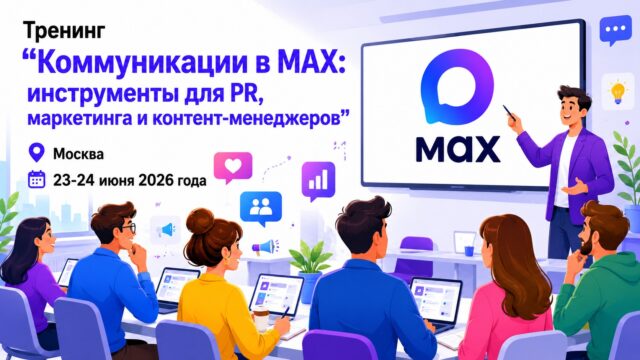 В Москве пройдет тренинг «Коммуникации в MAX» для PR и маркетинга В Москве пройдет тренинг «Коммуникации в MAX» для PR и маркетинга