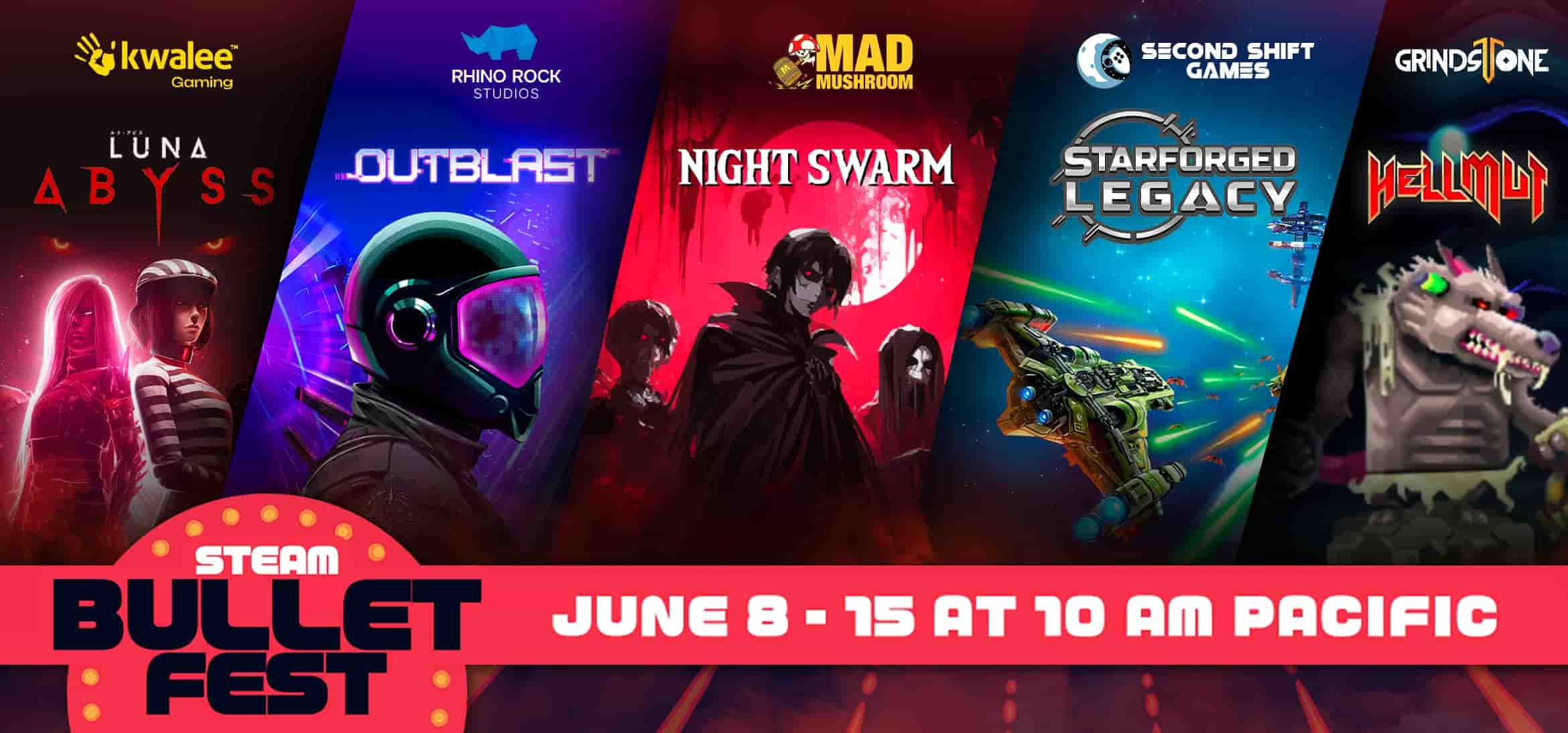 Steam Bullet Fest 2026 Collection spotlights Night Swarm, OUTBLAST and Luna Abyss Steam Bullet Fest 2026 Collection spotlights Night Swarm, OUTBLAST and Luna Abyss