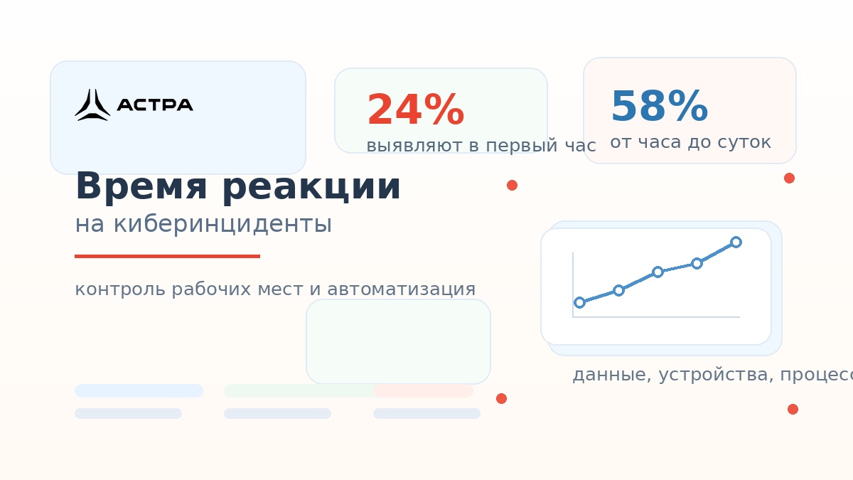 Светлая инфографика Группы Астра о времени реакции на киберинциденты