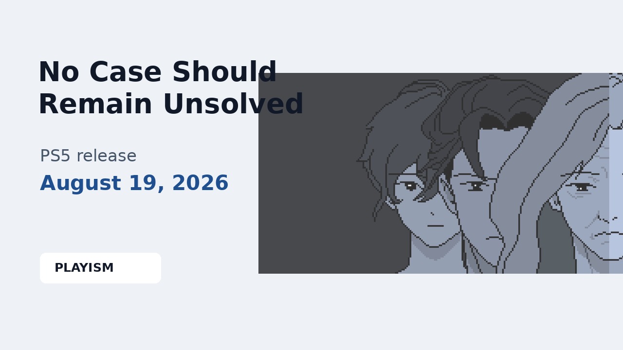 Promotional banner announcing PS5 release on August 19, 2026, with anime-style characters on the right.
