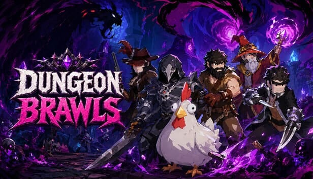 Dungeon Brawls characters and game logo