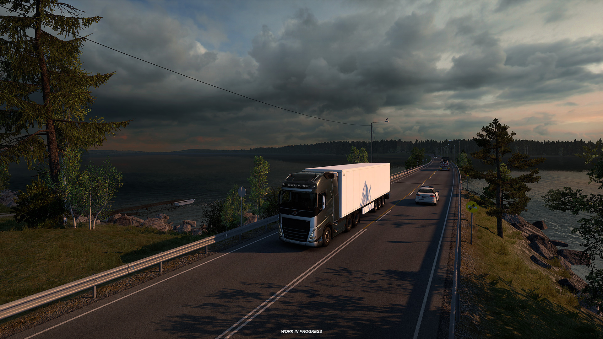 Finnish lakeside road in the Nordic Horizons expansion for ETS2