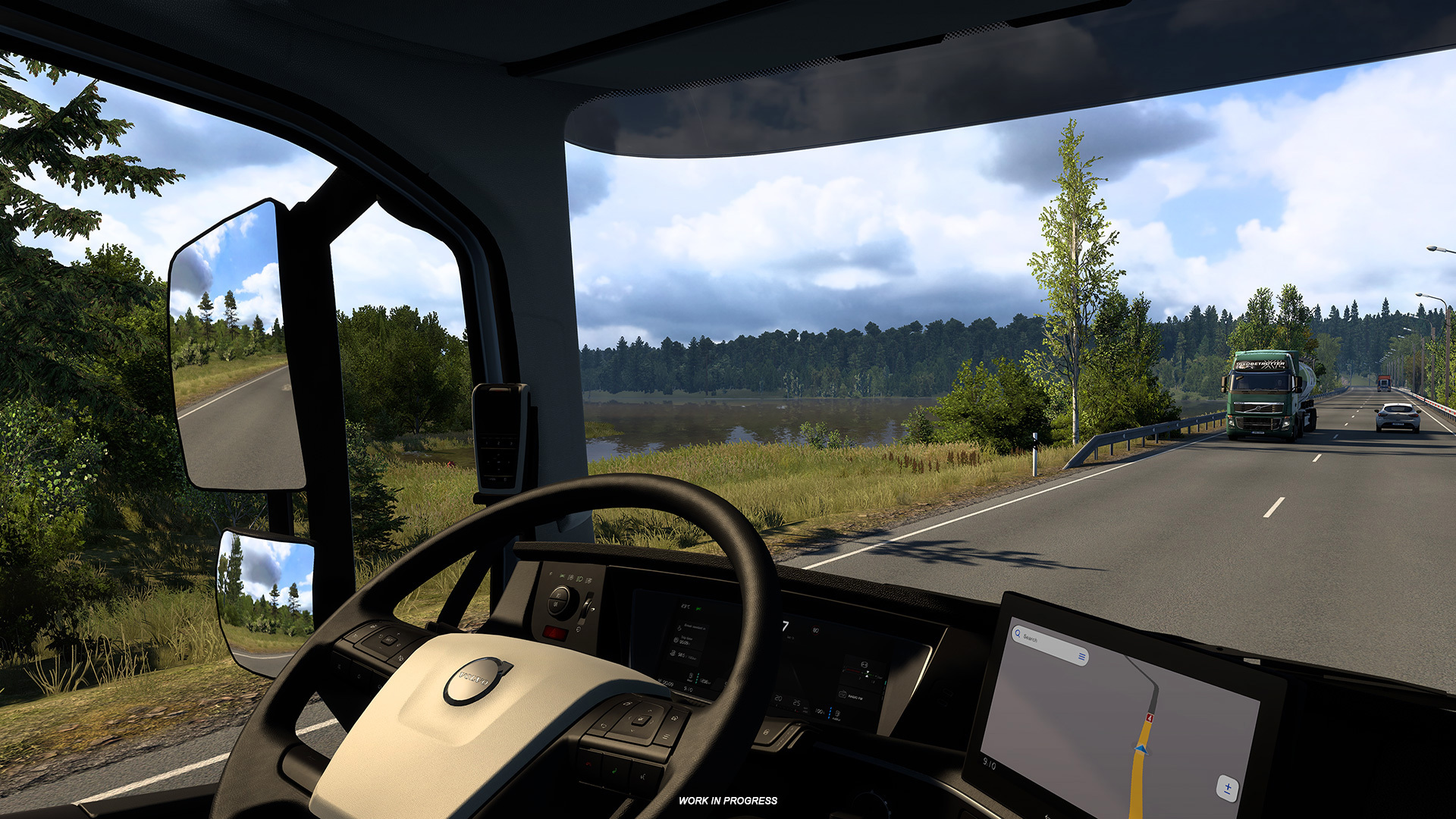 Dense forest along a Finnish road in Nordic Horizons