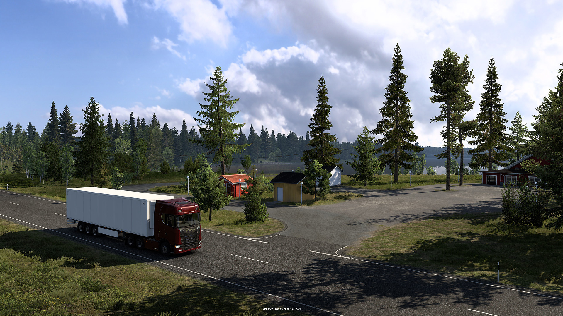 Evening lakeside road in the Nordic Horizons DLC