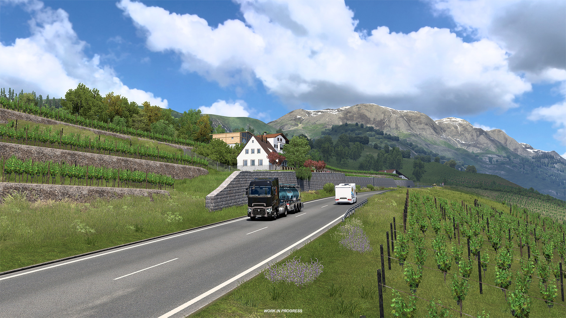 Euro Truck Simulator 2 road through the Rhône valley