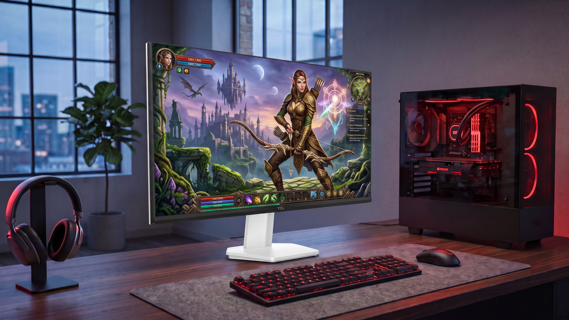 Игровой монитор TCL P1AD на светлом рабочем месте