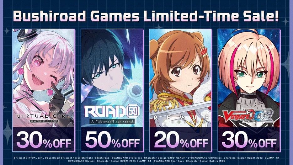 Bushiroad Autumn Sale 2026 banner with discounts on four games