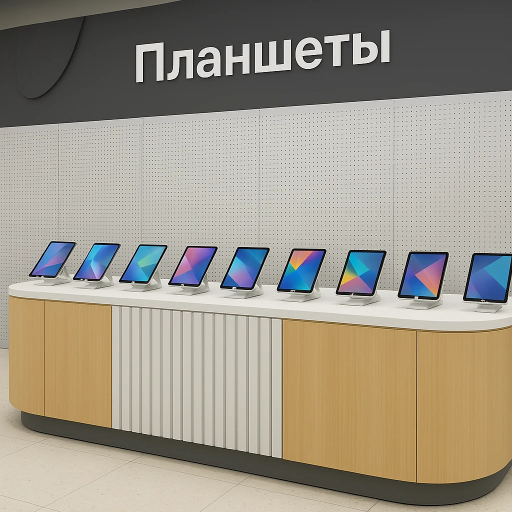Планшеты на демонстрационной витрине