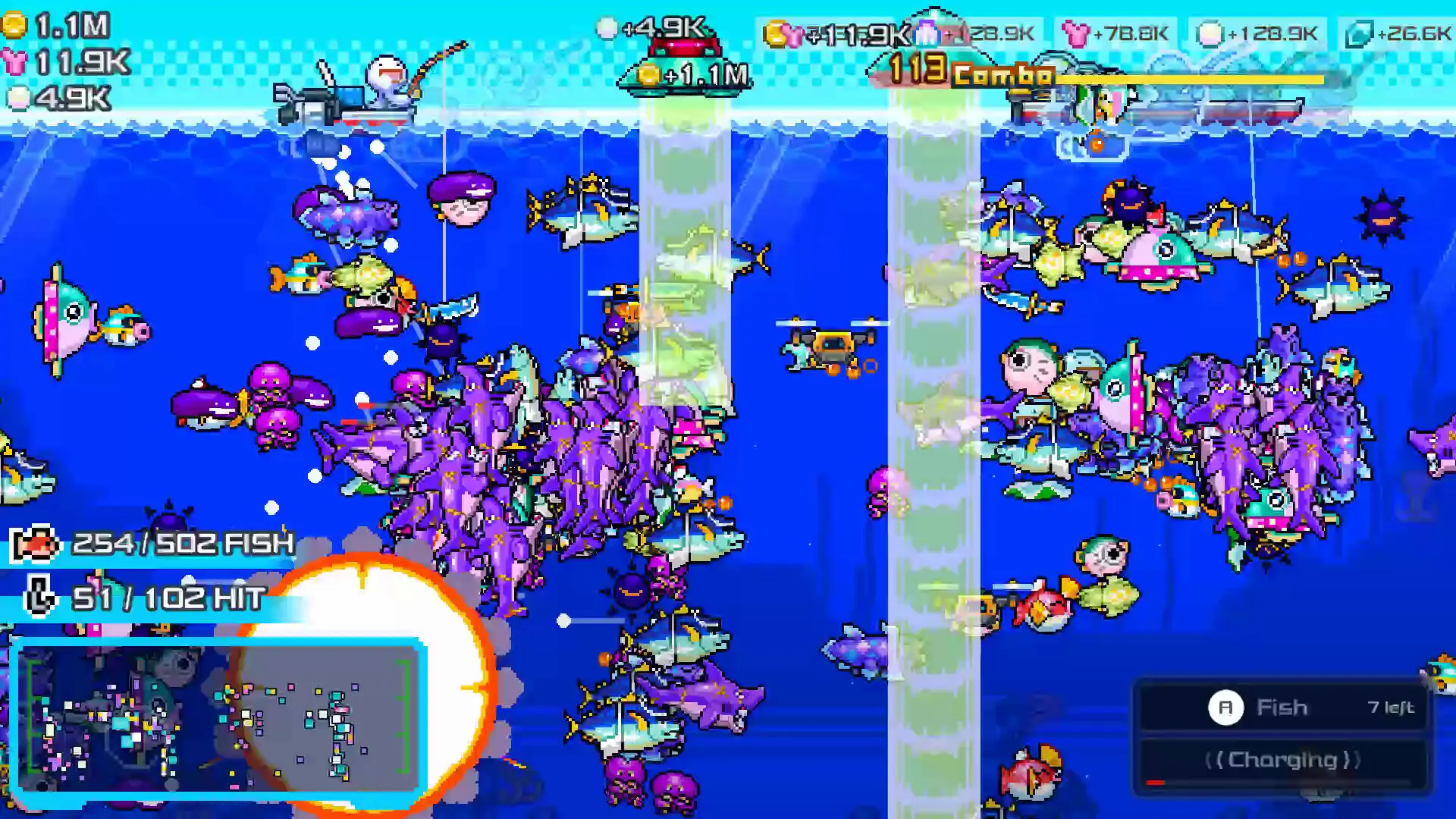 Fishing and upgrades in Fish Them All