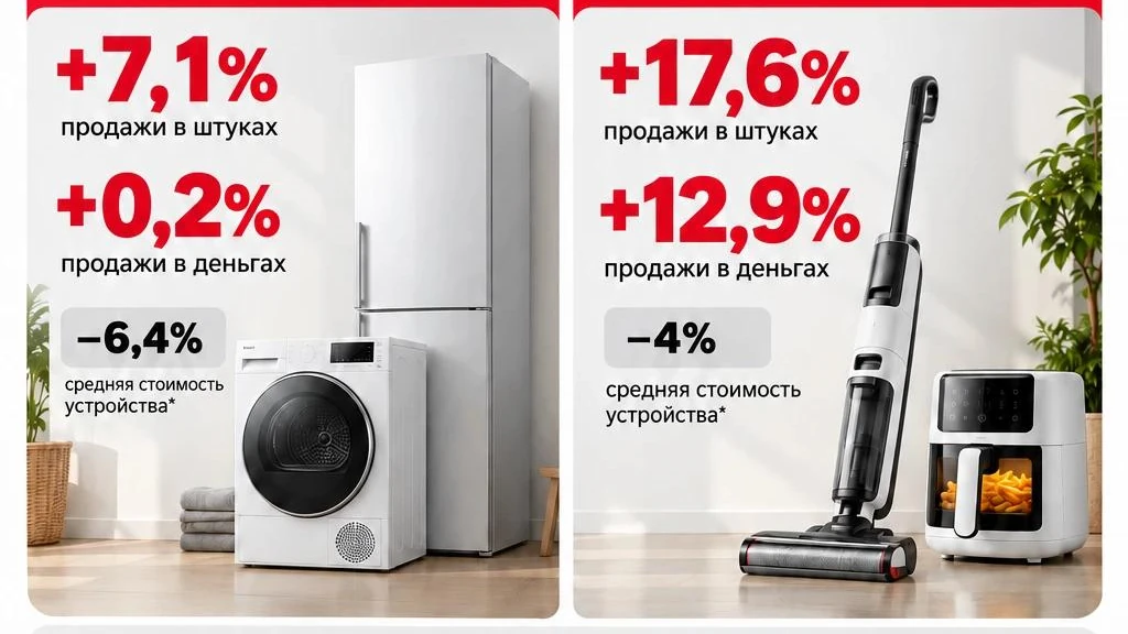 М.Видео: продажи малой бытовой техники в России выросли на 17,6% в штуках