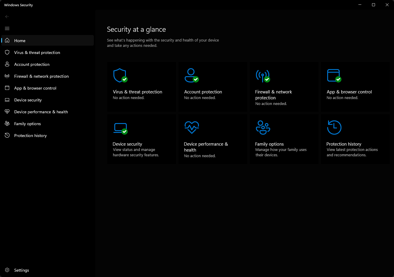 Обзор антивируса, учётной записи и брандмауэра в Windows Security